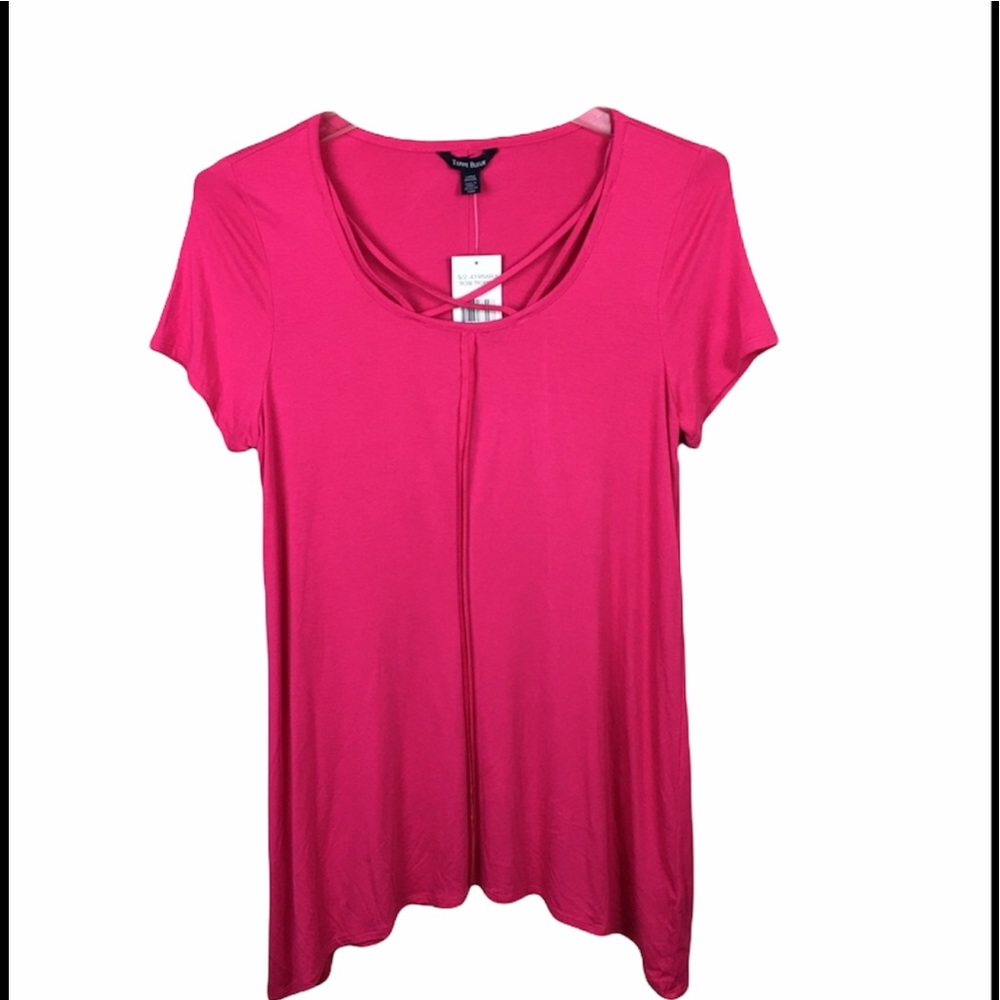 Terre Bleue pink strappy front tunic top